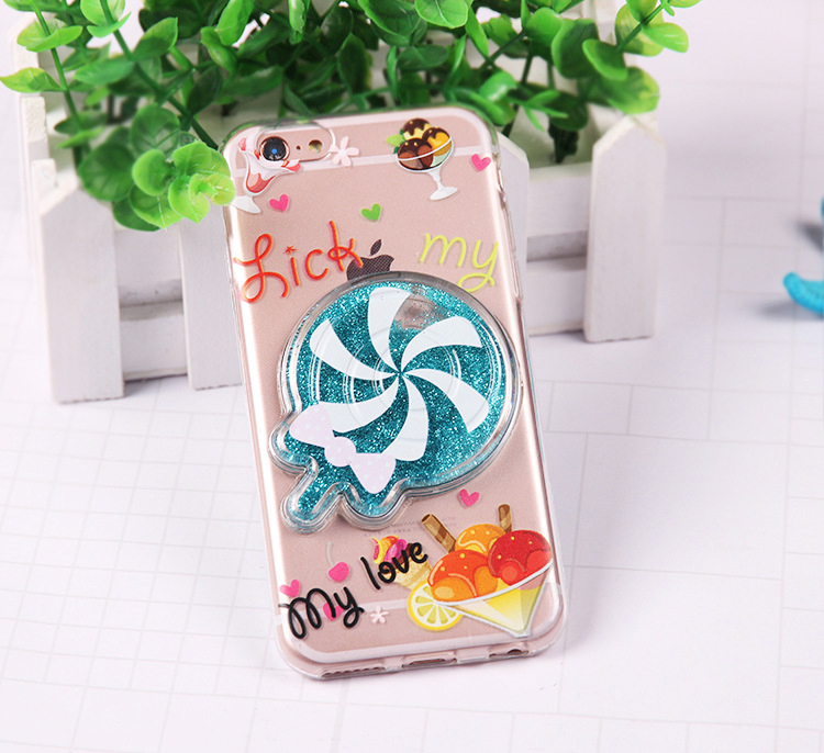 iPhone 7 Lollipop CANDY Style Liquid Star Dust Case (Blue)